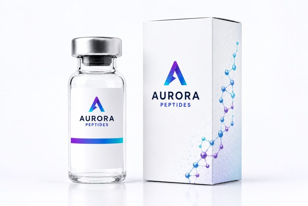 Aurora box and vial with a molecule strand design